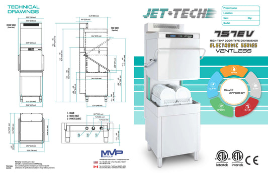 Jet-Tech - 757- EV - Door Type Dishwasher - Brand New - Maltese & Co New and Used restaurant Equipment