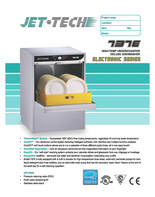 Jet-Tech -737-E - Undercounter Dishwasher - Brand New - Maltese & Co New and Used restaurant Equipment