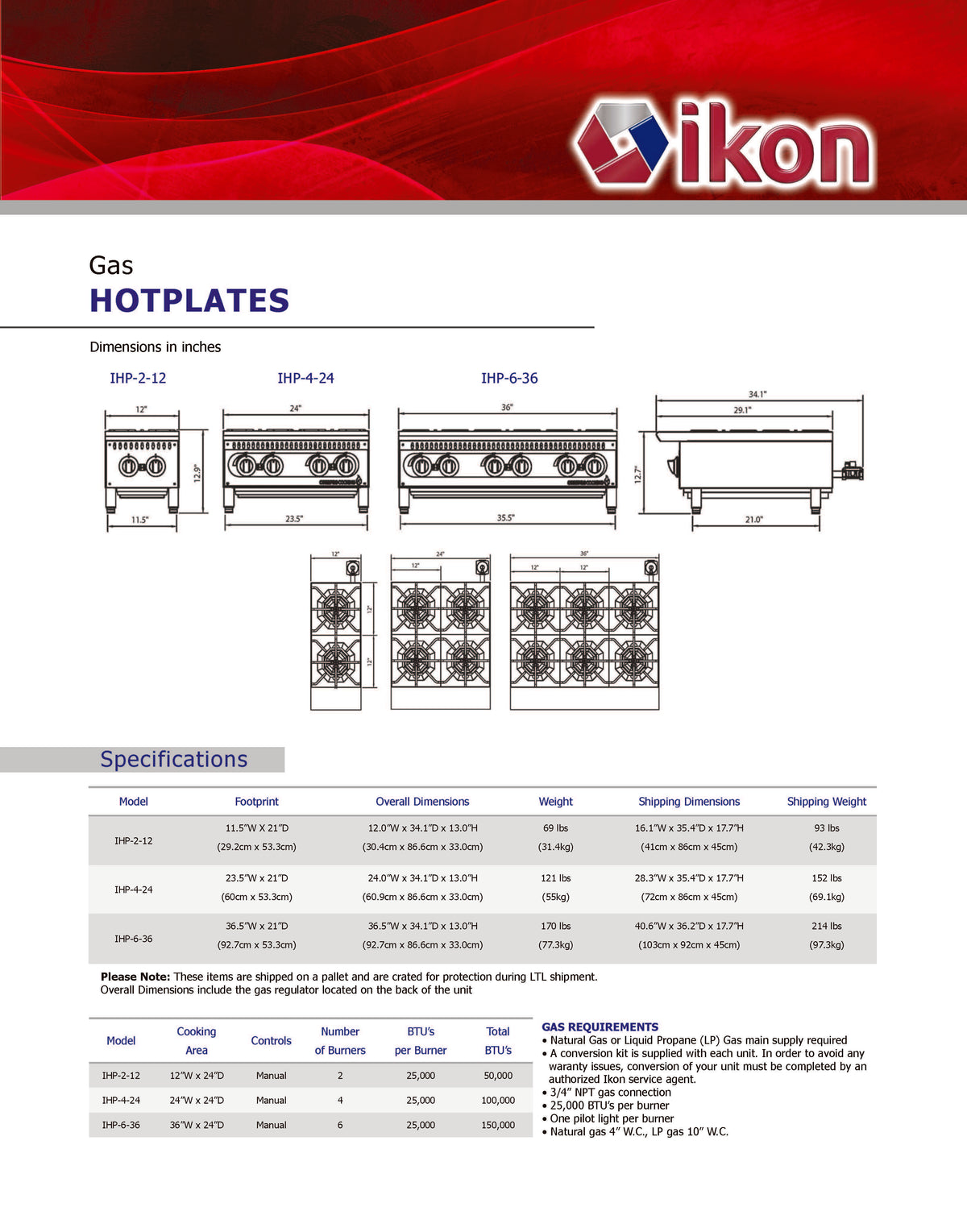 IKON COOKING - IHP-4-24 - Gas Hotplate - 4 burner - Brand New - Maltese & Co New and Used restaurant Equipment