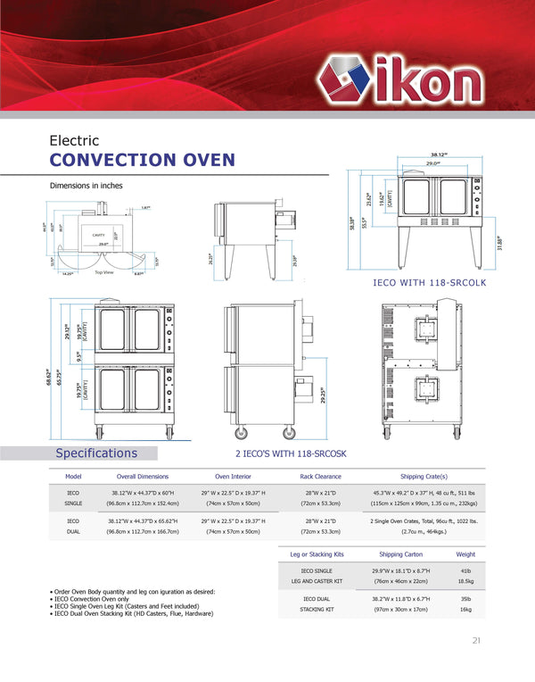 IKON COOKING IECO2 Double Stack Electric Convection Oven Brand New Maltese & Co
