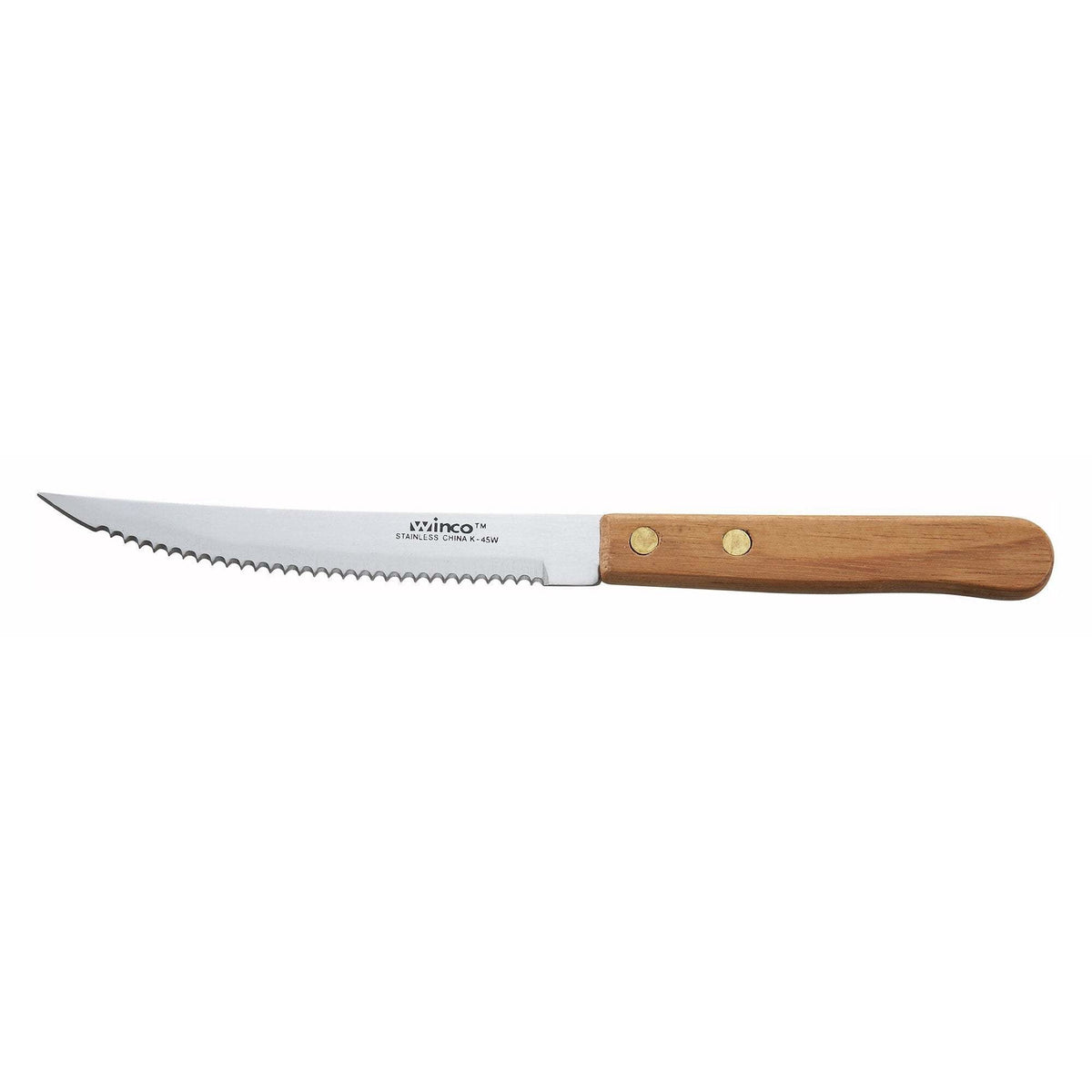 Winco - K-45W - Steak Knives, 4-1/2" Blade, Wooden Hdl, Pointed Tip - Flatware - Maltese & Co New and Used restaurant Equipment