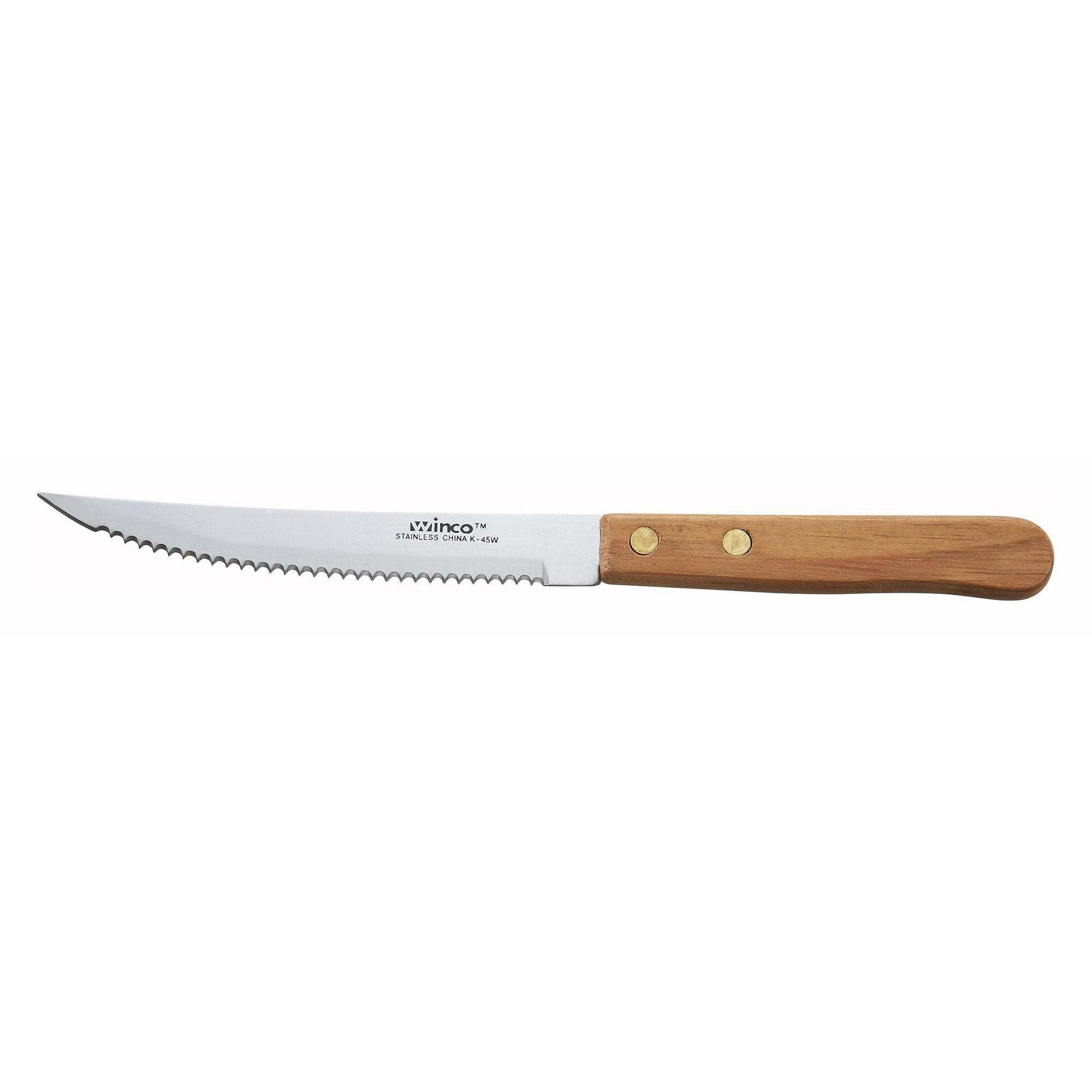 Winco - K-45W - Steak Knives, 4-1/2" Blade, Wooden Hdl, Pointed Tip - Flatware - Maltese & Co New and Used  restaurant Equipment