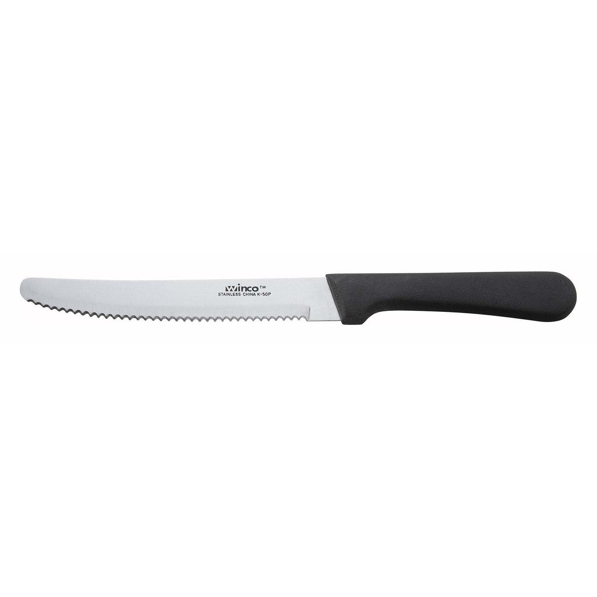 Winco - K-50P - Steak Knives, 5" Blade, Black PP Hdl, Round Tip - Flatware - Maltese & Co New and Used restaurant Equipment
