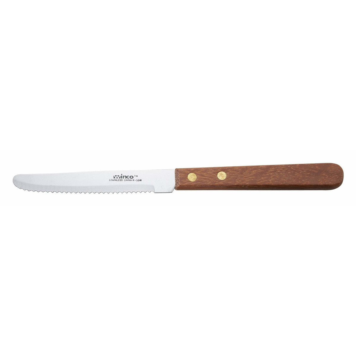 Winco - K-55W - Steak Knives, 4-1/2" Blade, Wooden Hdl, Round Tip - Flatware - Maltese & Co New and Used restaurant Equipment