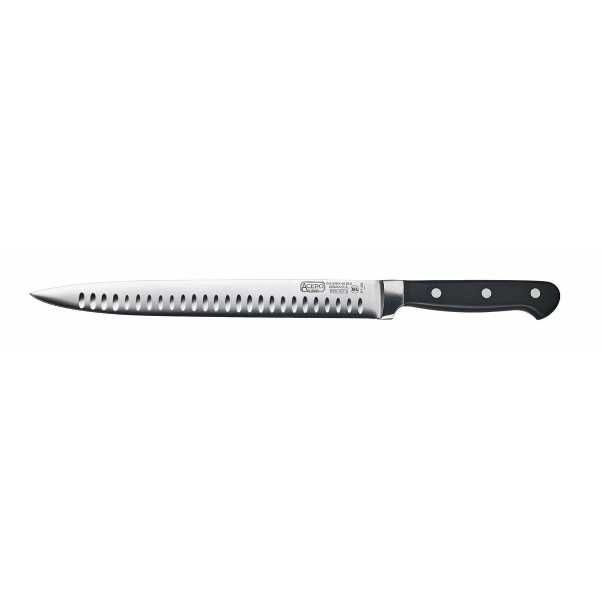 Winco - KFP-101 - ACERO 10" Granton Edge Slicer, Triple Riveted, Full Tang Forged Blade - Chef Cutlery - Maltese & Co New and Used restaurant Equipment