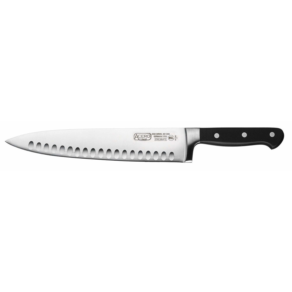 Winco - KFP-103 - ACERO 10" Chef Knife, Hollow Ground - Chef Cutlery - Maltese & Co New and Used restaurant Equipment