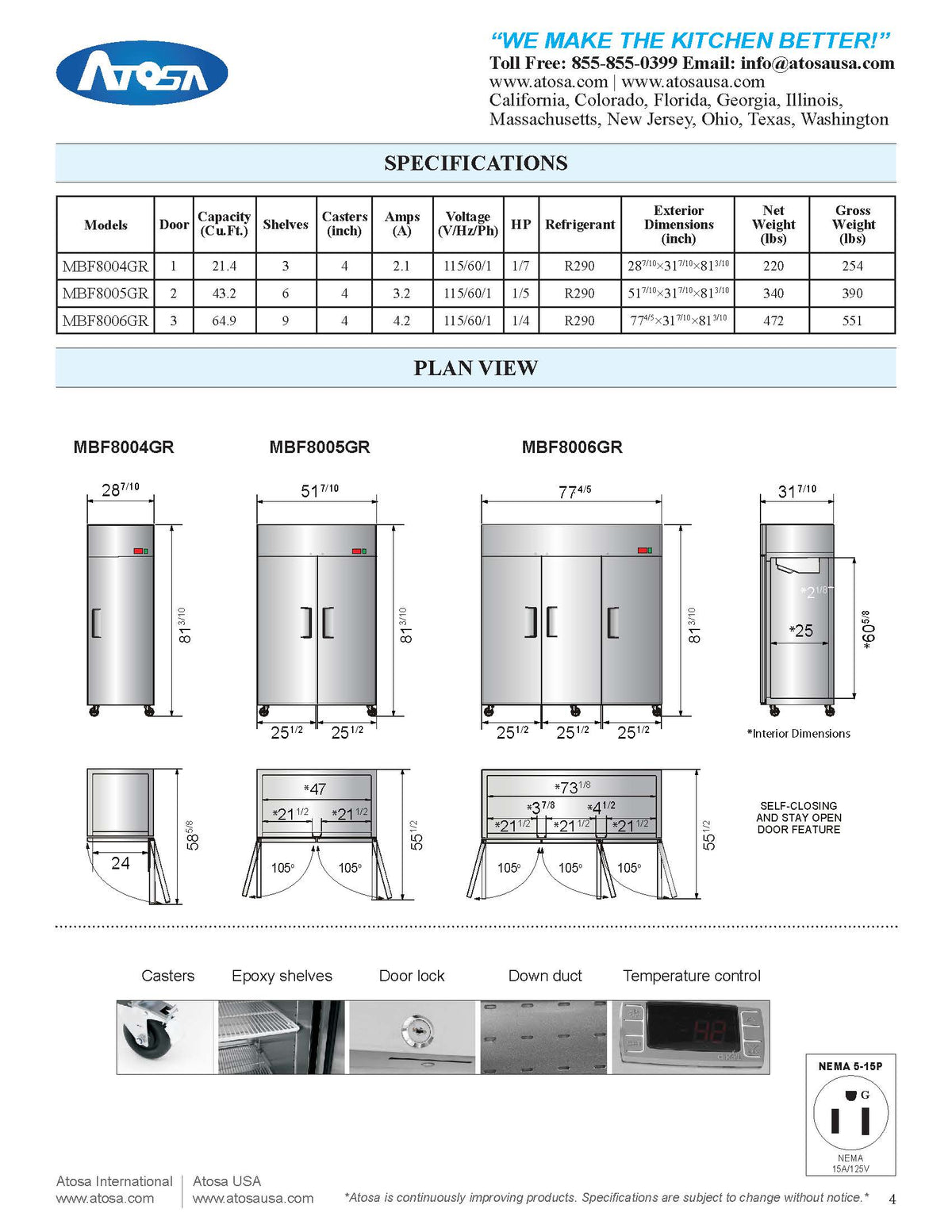 Atosa - Top Mount - Two Door Refrigerator - 43.16 Cubic Ft. - Maltese & Co New and Used restaurant Equipment