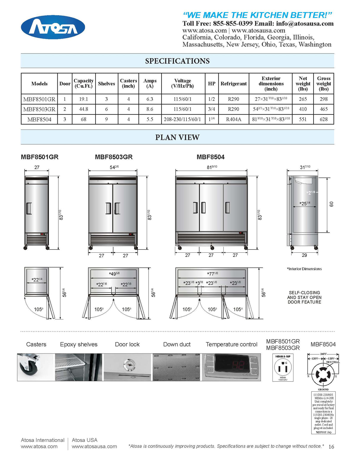 Atosa MBF8501GR Bottom Mount One Door Freezer 19.1 Cubic Ft. - Maltese & Co New and Used restaurant Equipment