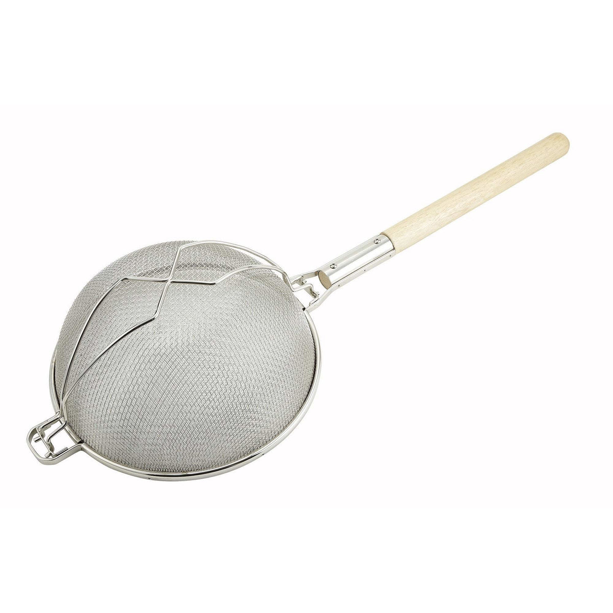 Winco - MST-14D - 14" Double Mesh Strainer, Reinforced, Round Hdl, Nickel plated - Kitchen Utensils - Maltese & Co New and Used restaurant Equipment