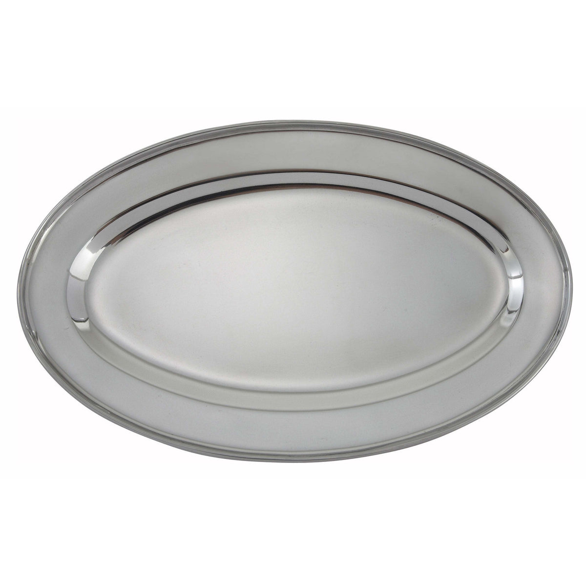 Winco - OPL-16 - Serving Platter, Oval, 16"x 10-1/4", Stainless Steel - Tabletop - Maltese & Co New and Used restaurant Equipment
