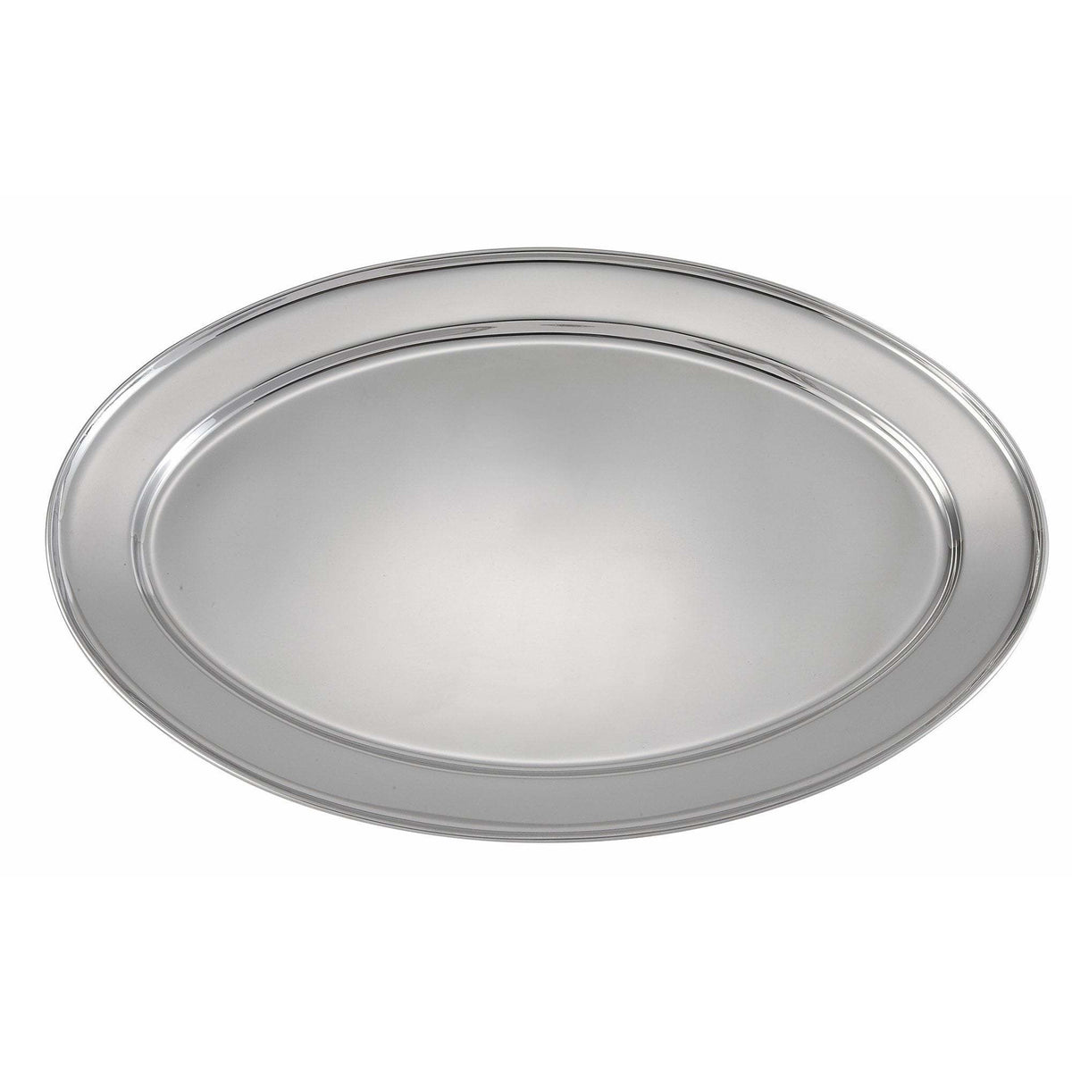 Winco - OPL-20 - Serving Platter, Oval, 20"x 13-3/4", Stainless Steel - Tabletop - Maltese & Co New and Used restaurant Equipment