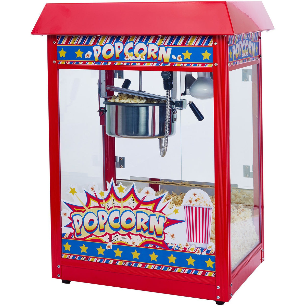 Winco - POP-8R - Popcorn, Red with Teflon® coated non-stick kettle, 1350W - Countertop - Maltese & Co New and Used restaurant Equipment