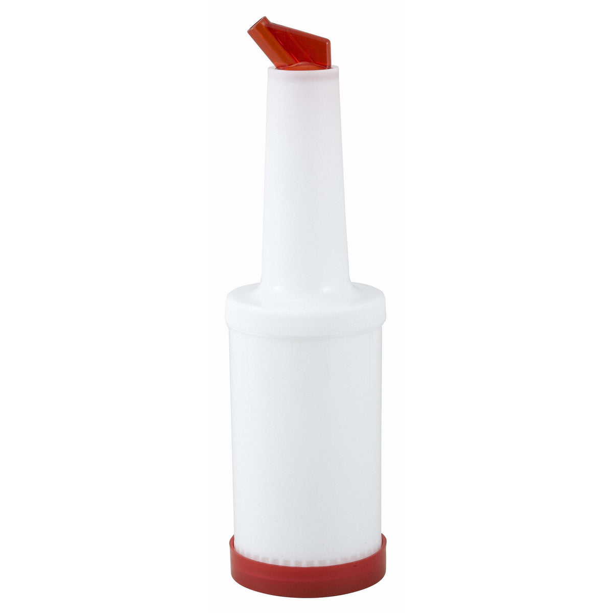 Winco - PPB-2R - 2qt Liquor/Juice Pour Bottle, Red Spout & Lid - Bar Supplies - Maltese & Co New and Used restaurant Equipment