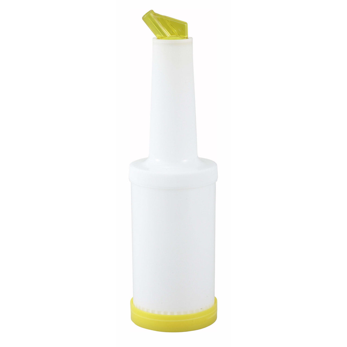 Winco - PPB-2Y - 2qt Liquor/Juice Pour Bottle, Yellow Spout & Lid - Bar Supplies - Maltese & Co New and Used restaurant Equipment