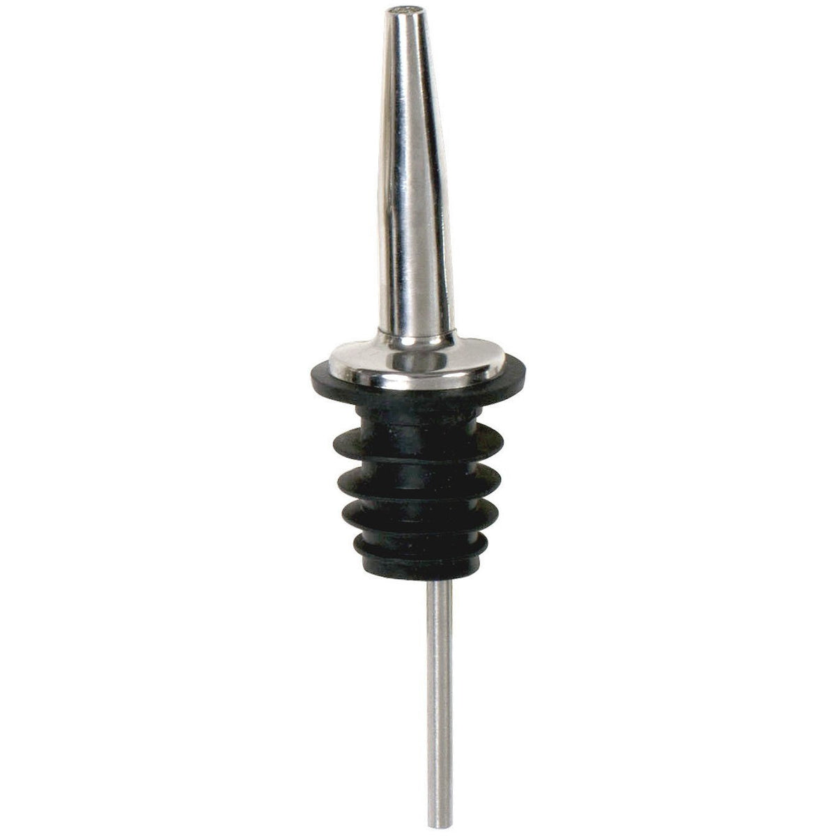 Winco - PPM-4 - Metal Pourers, Tapered Spout, Black Plastic Stopper - Bar Supplies - Maltese & Co New and Used restaurant Equipment
