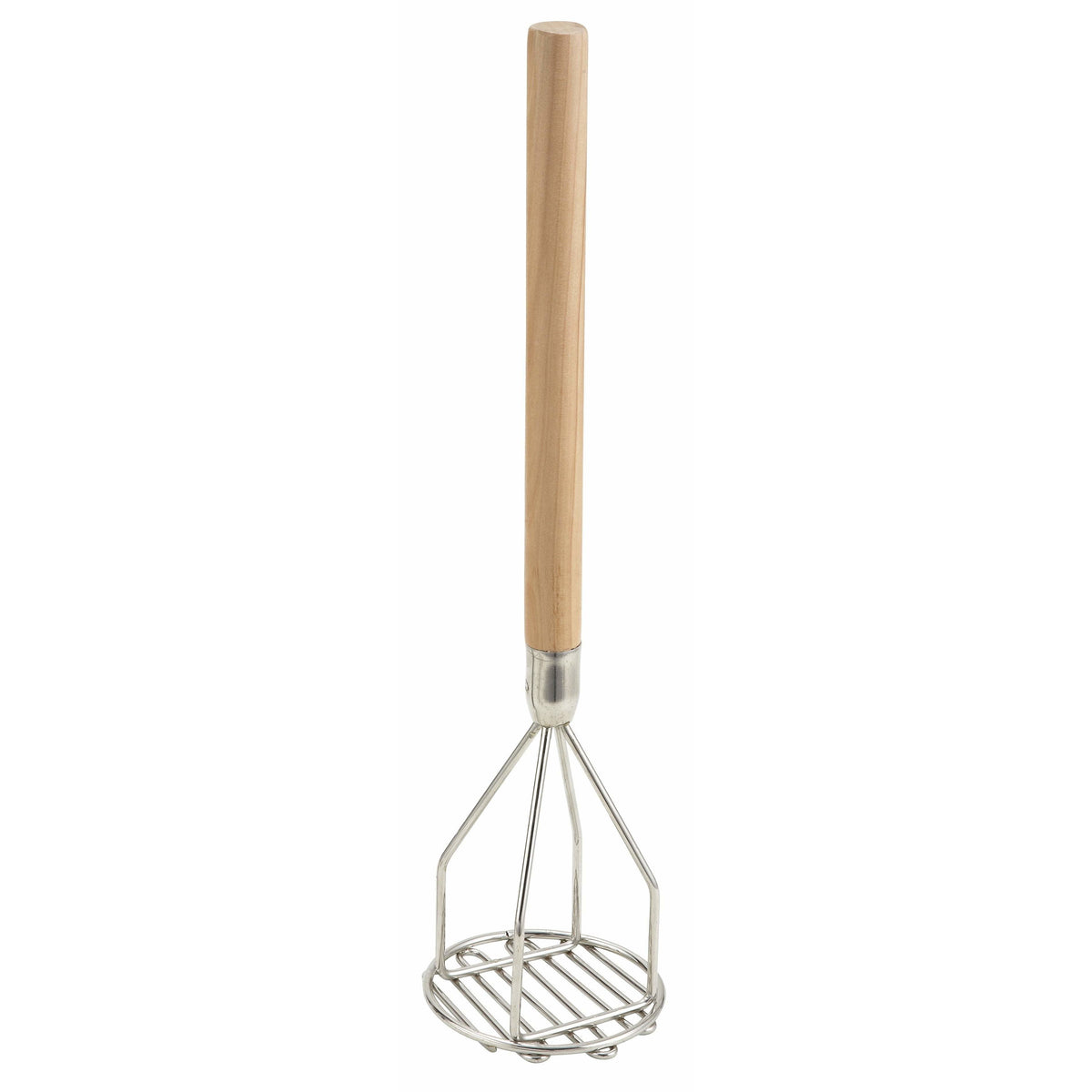 Winco - PTM-18R - Potato Masher, Round, 4" x 18", Wooden Hdl, Chrome Plated - Kitchen Utensils - Maltese & Co New and Used restaurant Equipment