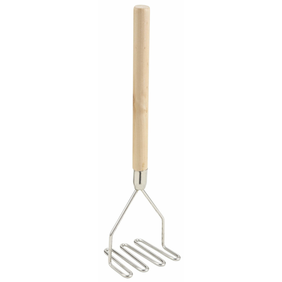 Winco - PTM-18S - Potato Masher, Square, 4-1/2" x 17-3/4", Wooden Hdl, Chrome Plated - Kitchen Utensils - Maltese & Co New and Used restaurant Equipment