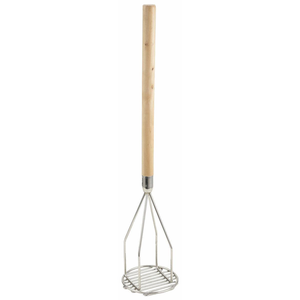 Winco - PTM-24R - Potato Masher, Round, 5" x 24-1/2", Wooden Hdl, Chrome Plated - Kitchen Utensils - Maltese & Co New and Used restaurant Equipment