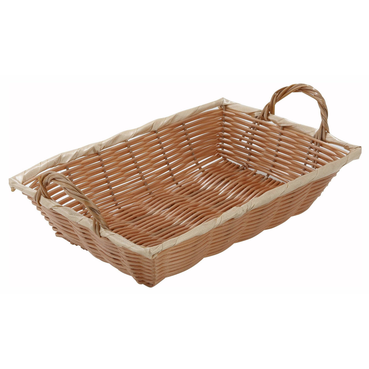Winco - PWBN-12B - Poly Woven Basket, Rectangular w/Hdls, 12" x 8" x 3", Natural - Tabletop - Maltese & Co New and Used restaurant Equipment