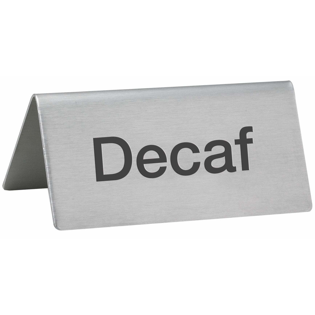 Winco - SGN-102 - Tent Sign, "Decaf", Stainless Steel - Buffet Service - Maltese & Co New and Used restaurant Equipment