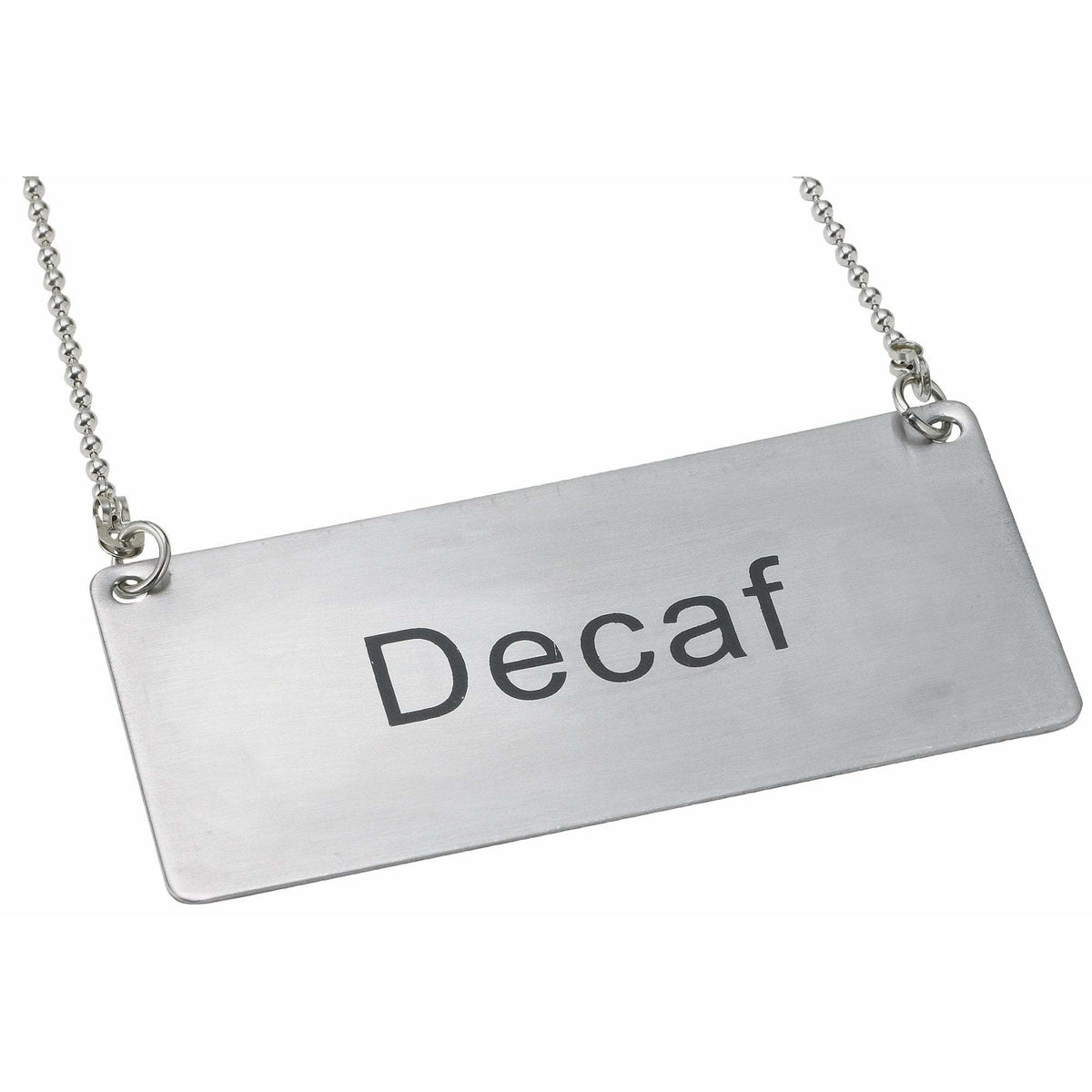 Winco - SGN-202 - Chain Sign, "Decaf", Stainless Steel - Buffet Service - Maltese & Co New and Used restaurant Equipment