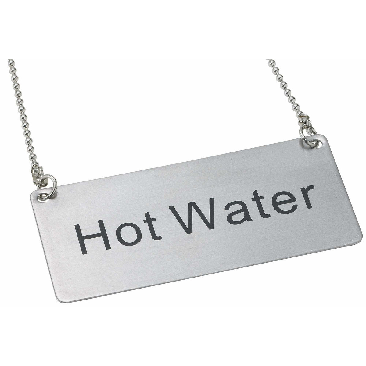 Winco - SGN-204 - Chain Sign, "Hot Water", Stainless Steel - Buffet Service - Maltese & Co New and Used restaurant Equipment