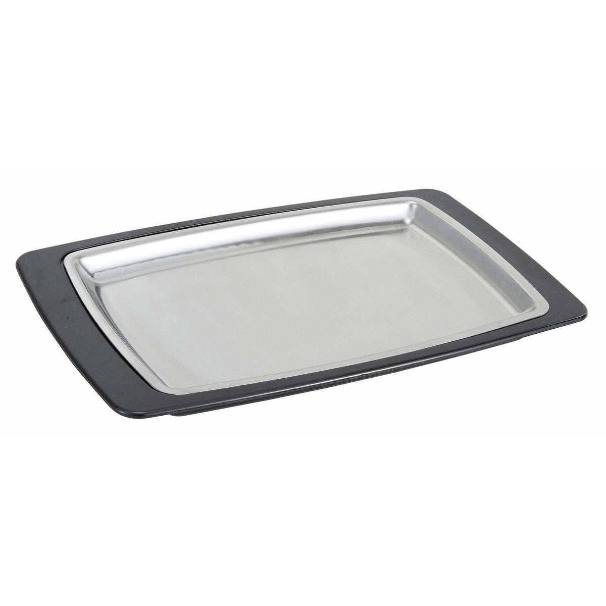 Winco - SIZ-11BST - Sizzle Platter Set, Rectangular, 11" x 7", Stainless Steel with Bakelite Underliner - Tabletop - Maltese & Co New and Used restaurant Equipment
