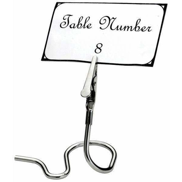 Winco - TCD-3S - Table Sign Clips, S Swirl Base, 6pcs/pk, Chrome Plated - Buffet Service - Maltese & Co New and Used restaurant Equipment