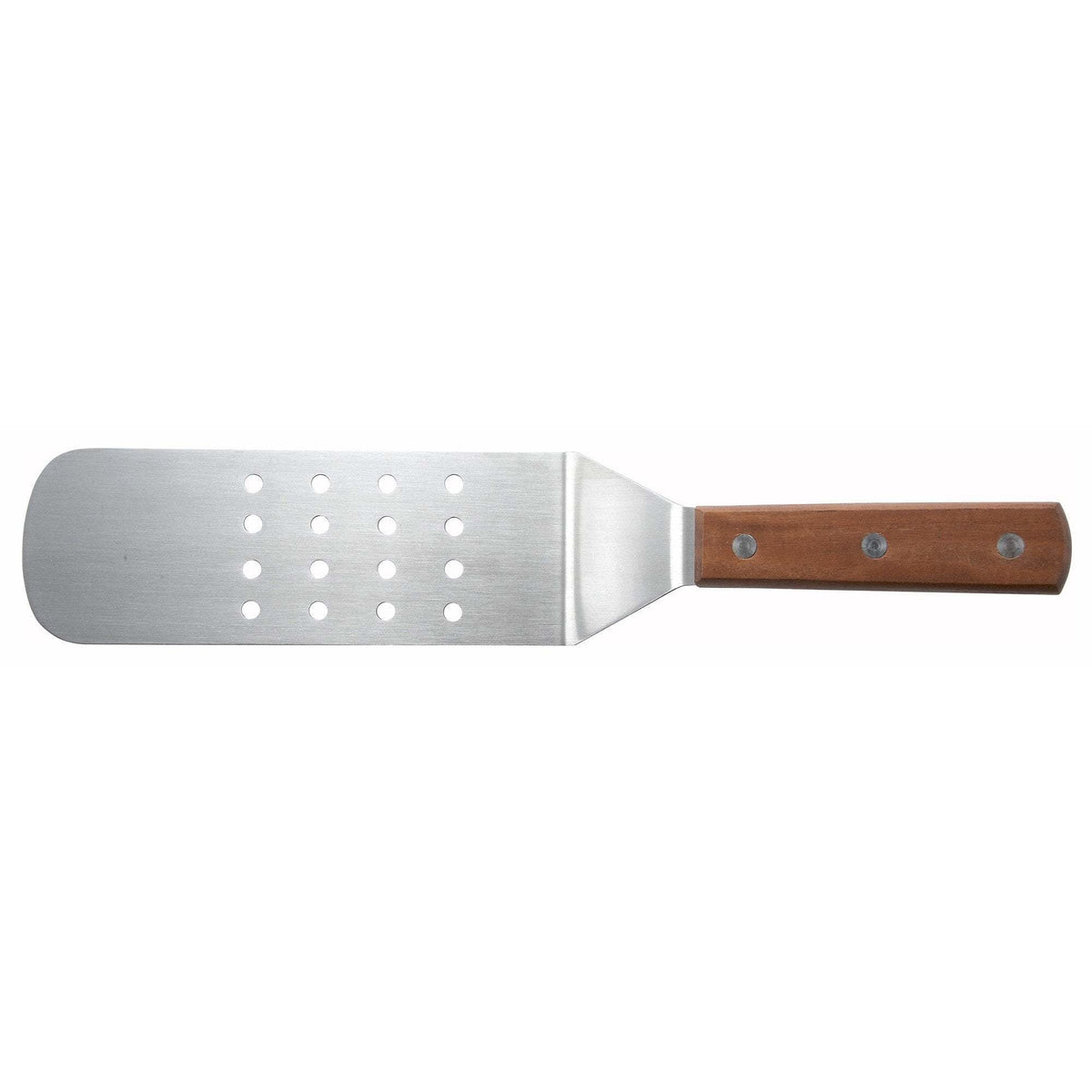 Winco - TN409 - Perforated Flexible Turner, Offset, Wooden Hdl, 7-7/8" x 2-7/8" Blade - Chef Cutlery - Maltese & Co New and Used restaurant Equipment