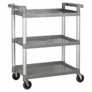 Winco - UC-2415G - Plastic Utility Cart, 32"L x 16-1/8"W x 36-3/4"H, 3 Tier, Gray - Bussing - Maltese & Co New and Used  restaurant Equipment 