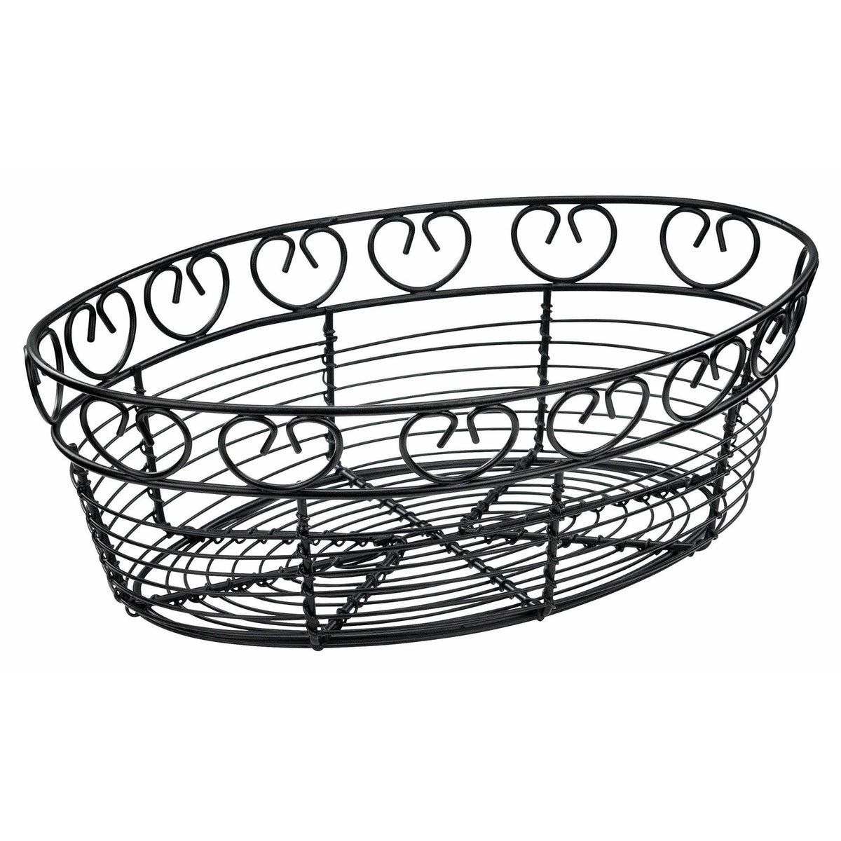Winco - WBKG-10O - Bread/Fruit Basket, Black Wire, Oval, 10" x 6-1/2" x 3" - Tabletop - Maltese & Co New and Used restaurant Equipment