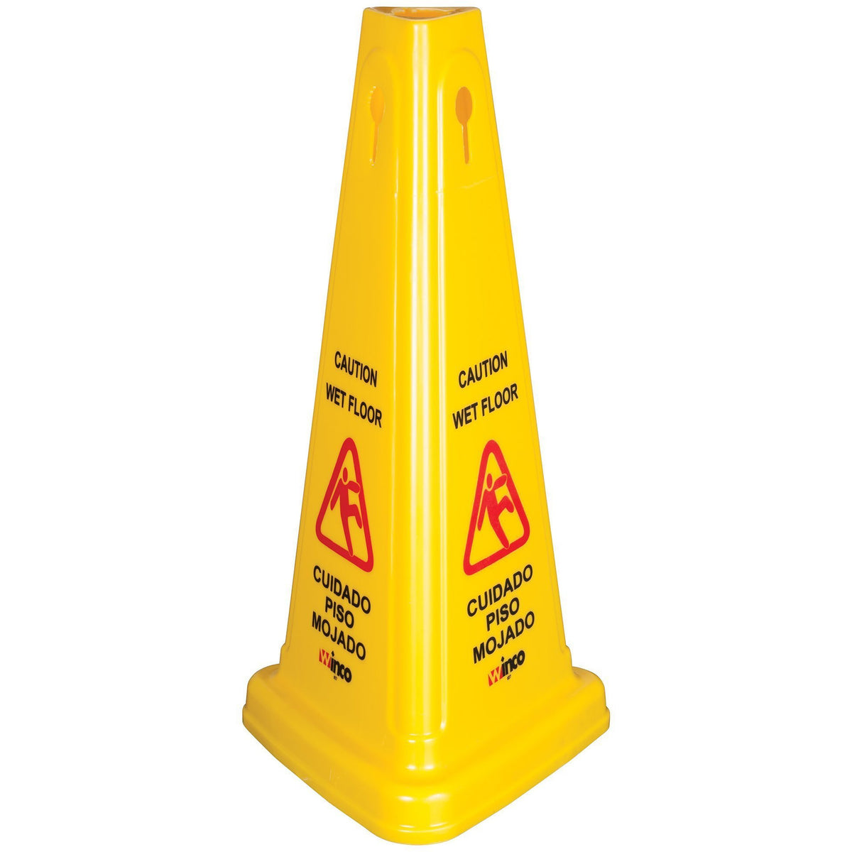 Winco - WCS-27T - Wet Floor Caution Sign, Cone-shaped, Yellow - Janitorial - Maltese & Co New and Used restaurant Equipment
