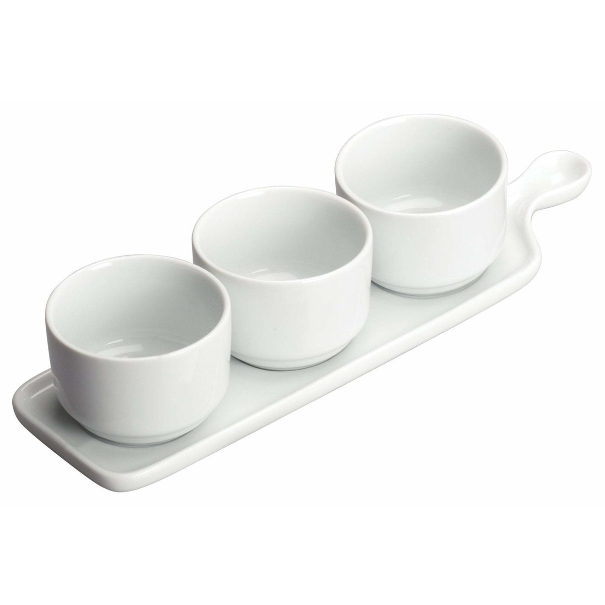Winco - WDP016-101 - 12" x 3-1/2" Porcelain Trio Tapas Set, Durable White, 12 sets/case - Dinnerware - Maltese & Co New and Used restaurant Equipment
