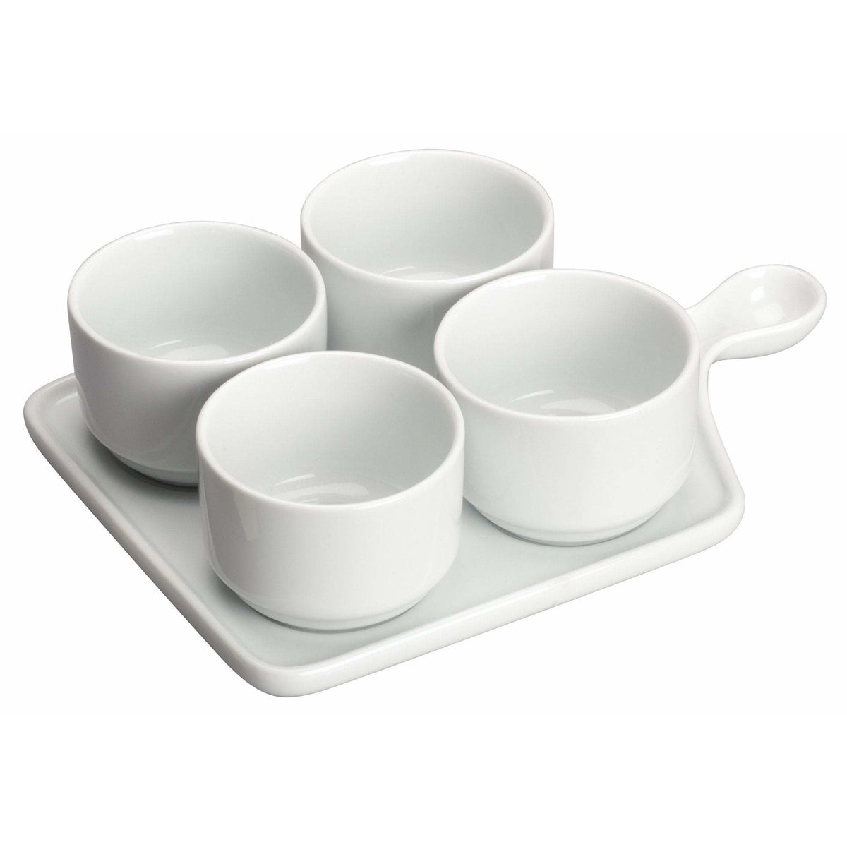 Winco - WDP016-102 - 9-3/4" x 6-3/4" Porcelain Quartet Tapas Set,Durable White, 12 sets/case - Dinnerware - Maltese & Co New and Used restaurant Equipment