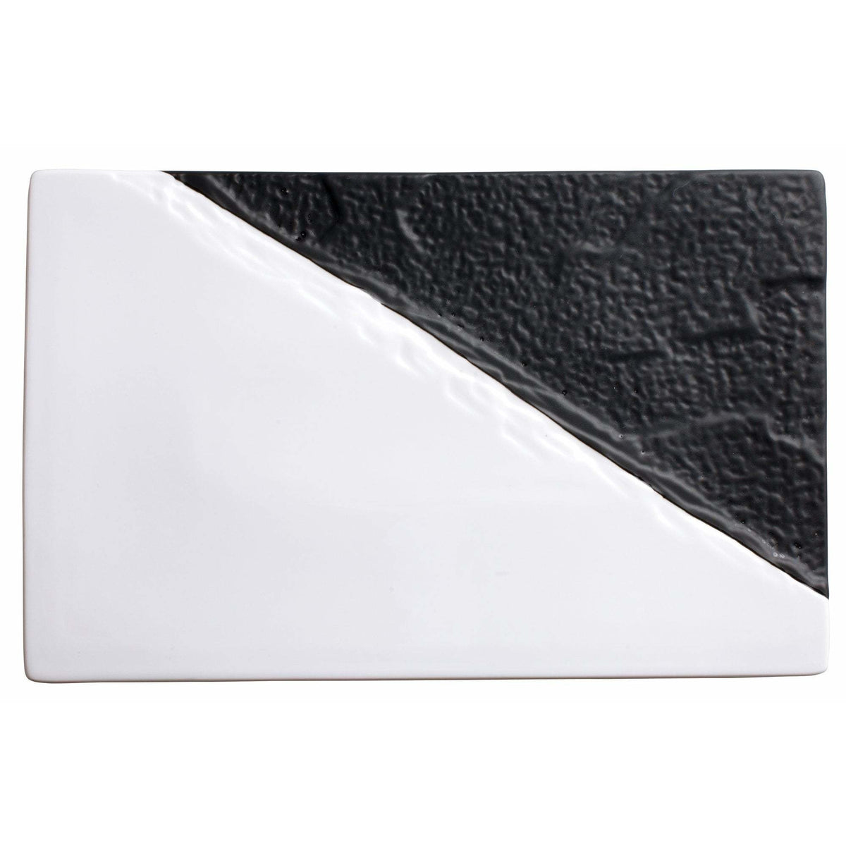 Winco - WDP023-201 - VISCA 11-5/8" x 7-1/4" Porcelain Rectangular Platter, Black & White, 12 pcs/case - Dinnerware - Maltese & Co New and Used restaurant Equipment