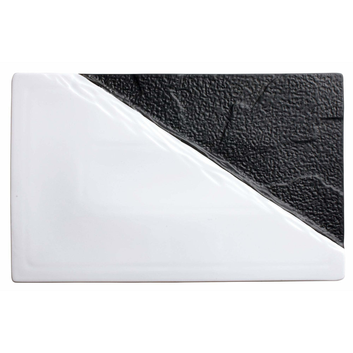 Winco - WDP023-202 - VISCA 13-7/8" x 8-5/8" Porcelain Rectangular Platter, Black & White, 6 pcs/case - Dinnerware - Maltese & Co New and Used restaurant Equipment