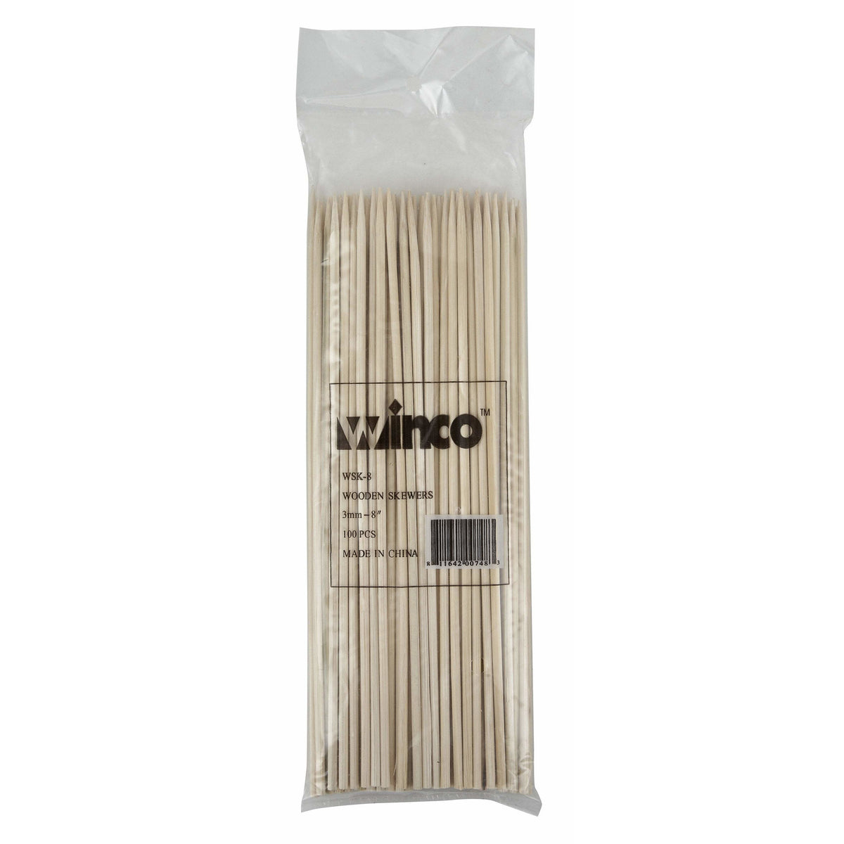 Winco - WSK-08 - 8" Bamboo Skewers, 100/bag - Kitchen Utensils - Maltese & Co New and Used restaurant Equipment
