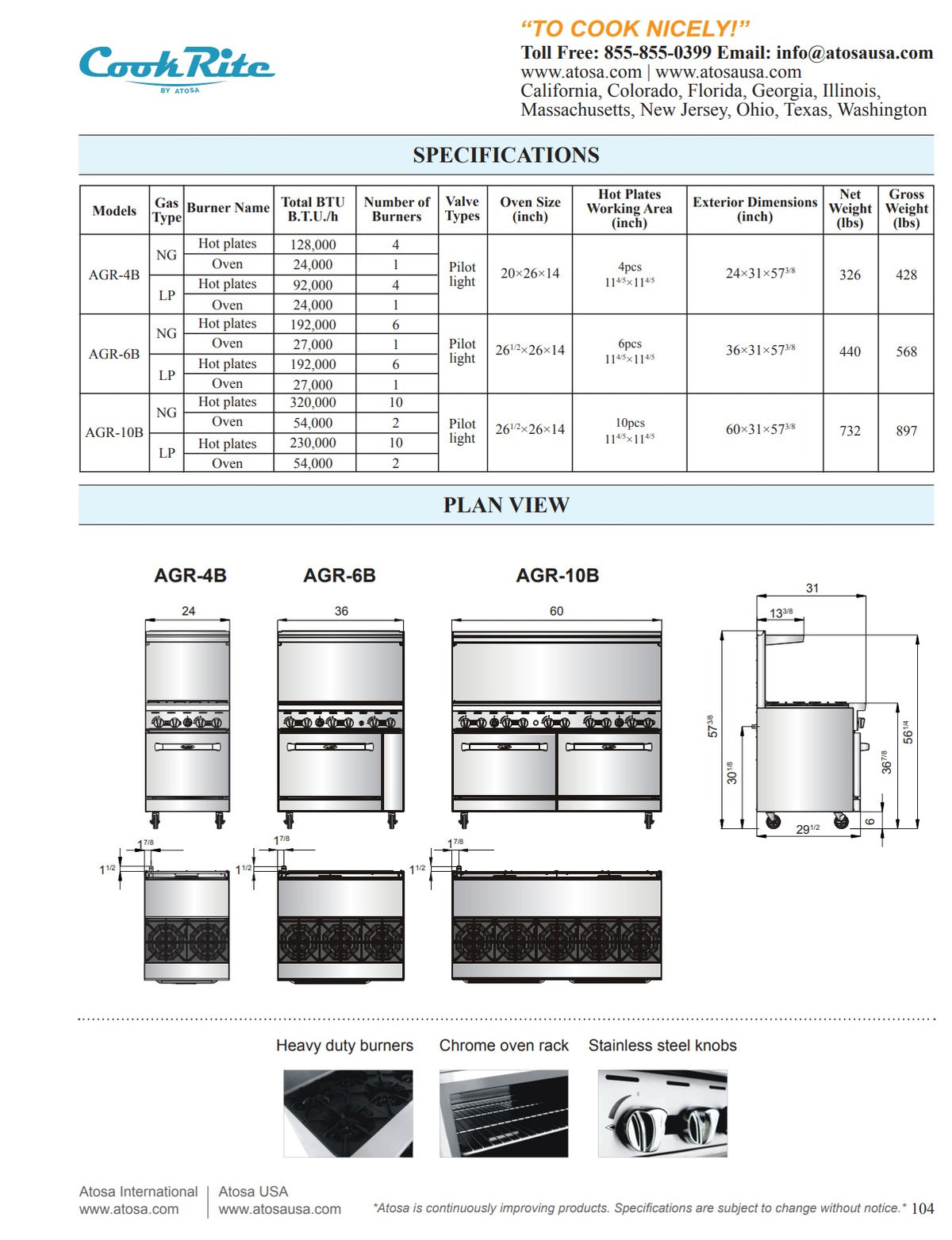 CookRite - AGR-8B-LP - AGR-8B-NG - Range, 48", 8 Open Burners - Maltese & Co