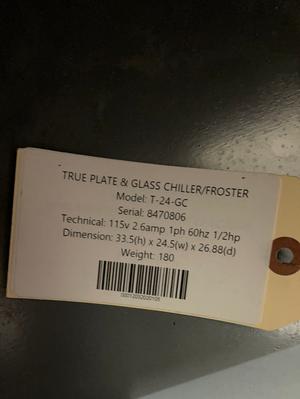TRUE T-24-GC PLATE & GLASS CHILLER/FROSTER - Maltese & Co