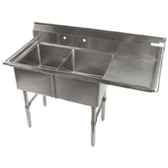 Klinger- (2) Two Compartment Sink with Right side Drainboard - Maltese & Co New and Used restaurant Equipment