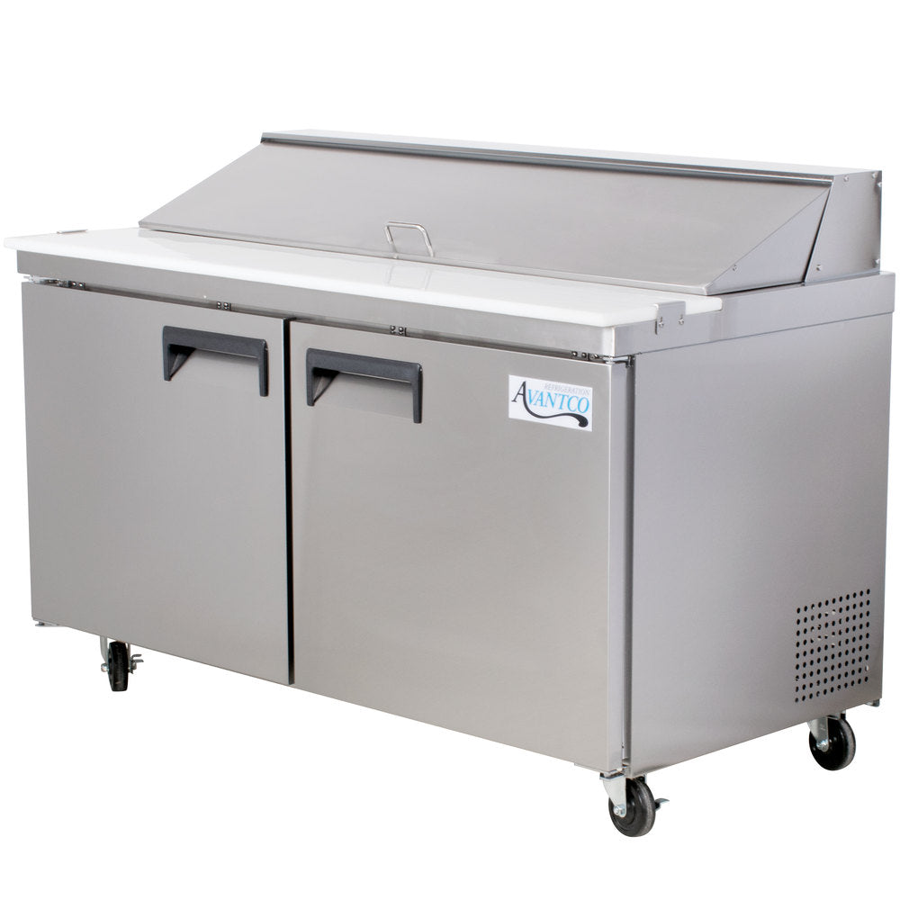 2 Door Sandwich Prep Table Refrigerator - Stainless Steel Food