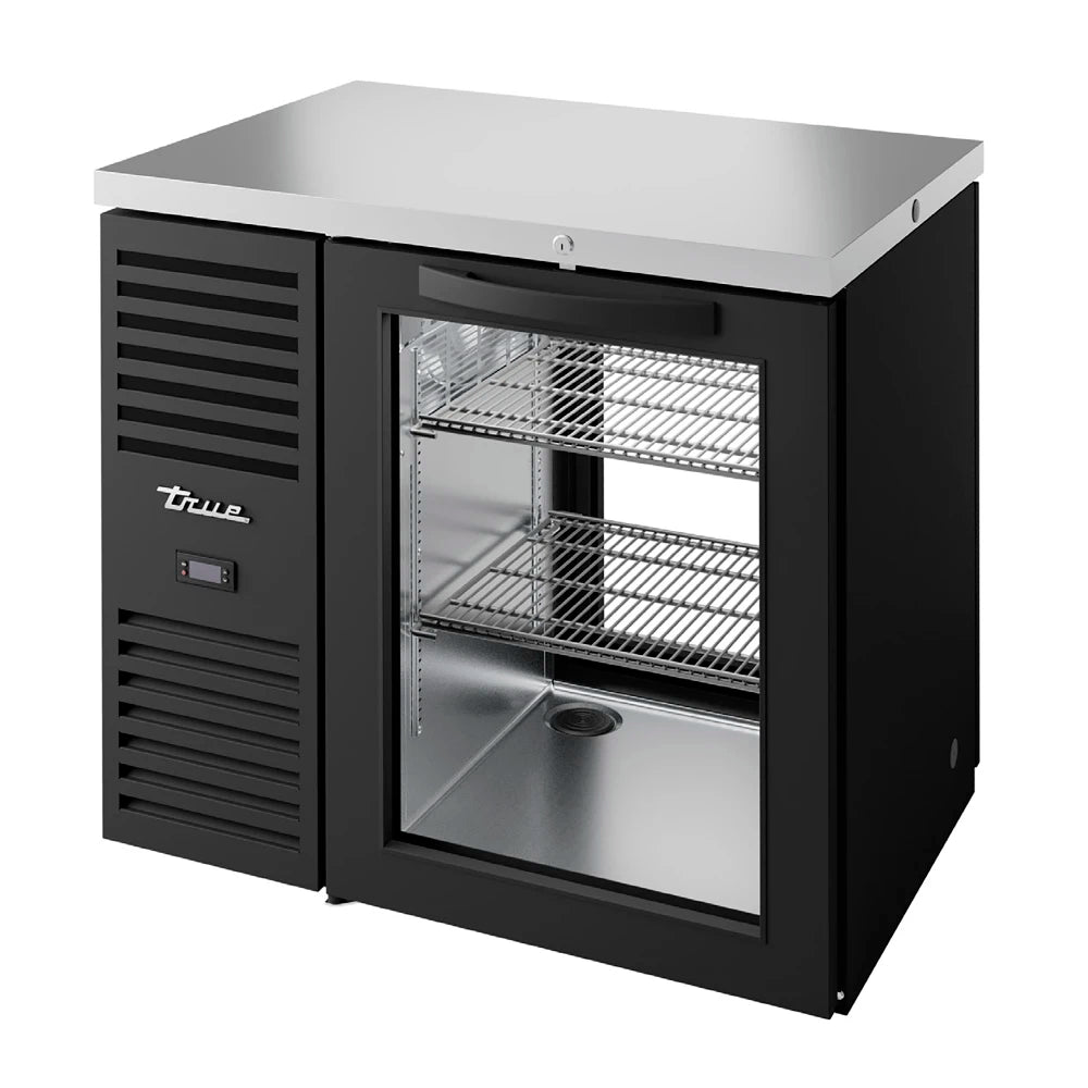 True - TBR36-PTSZ1-L-B-G-G-1 - 1 Door Glass Pass- Through Back Bar - Maltese & Co