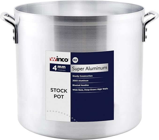 Winco Super Aluminum Stock Pot, Heavy Weight, 12 Quart, Aluminum