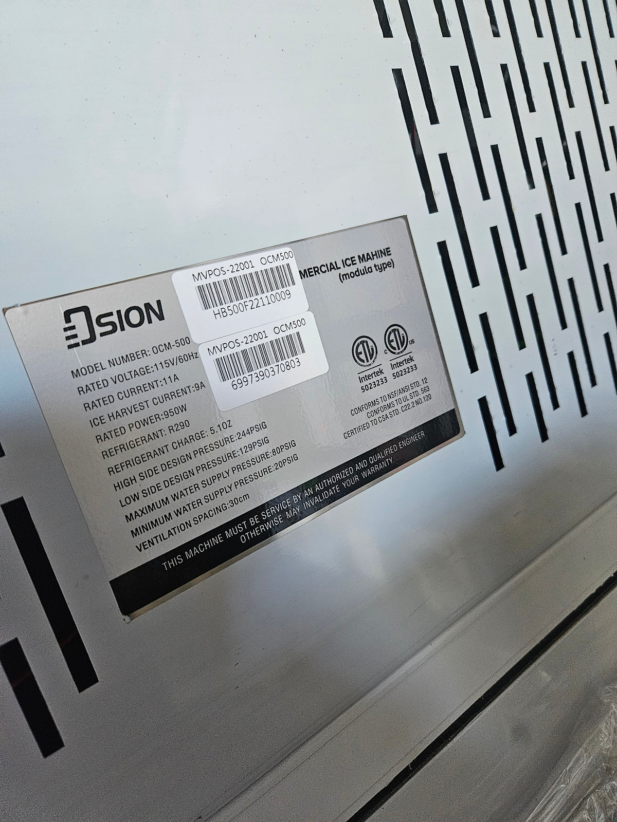Osion - OCM-500 - 500lb Ice Machine With Bin - Maltese & Co