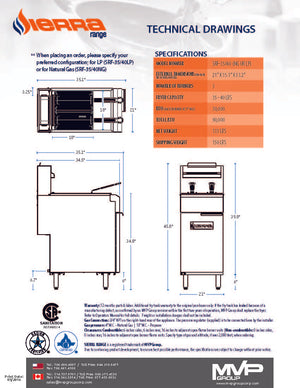 Sierra - SRF-35/40-NG - 35/40lb Gas Fryer - Brand New - Maltese & Co