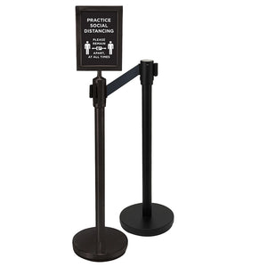 Winco - CGS-38K - 36" Stanchion Post, Black, 6-1/2' Retractable Belt Dining Service