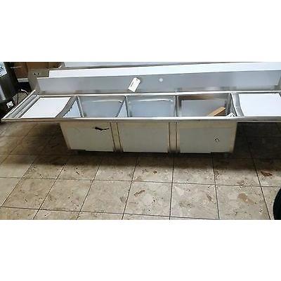 Stortec - Brand New 3 Compartment Sink wit Drain Board - S1832-672016 - Maltese & Co New and Used  restaurant Equipment 