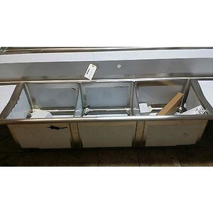 Stortec - Brand New 3 Compartment Sink wit Drain Board - S1832-672016 - Maltese & Co New and Used  restaurant Equipment 