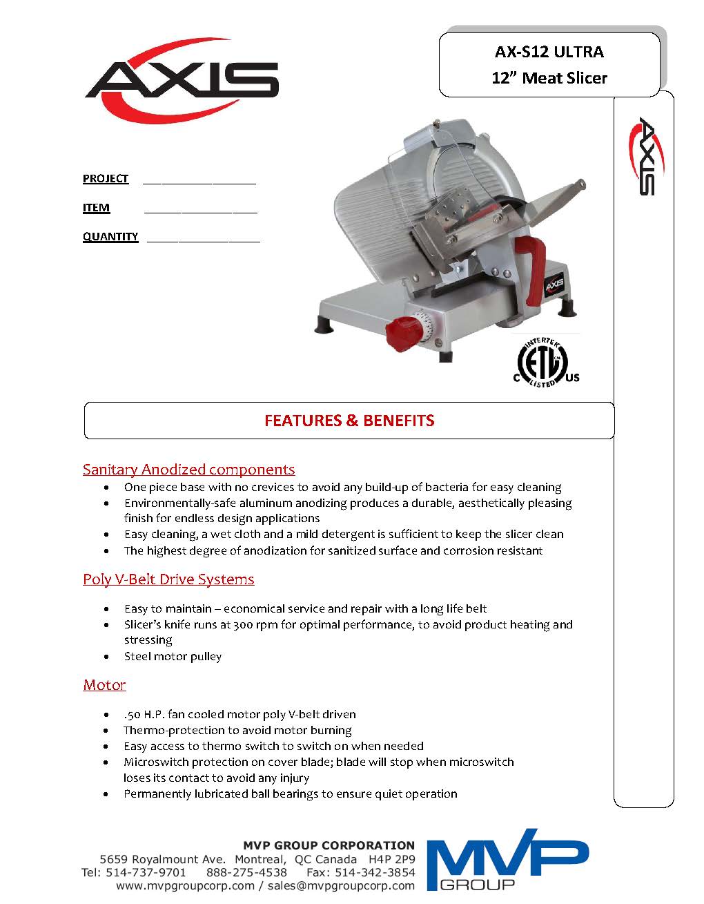 Axis - AX-S12U ULTRA - Slicer - Brand New - Maltese & Co New and Used  restaurant Equipment 