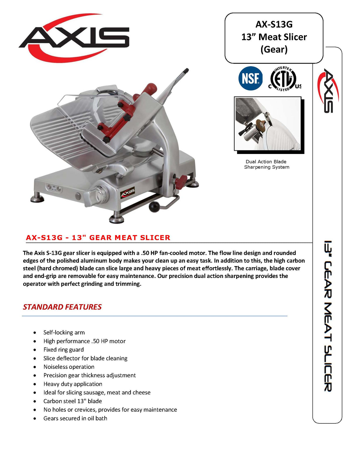 Axis - S13G - Slicer - Brand New - Maltese & Co New and Used  restaurant Equipment 